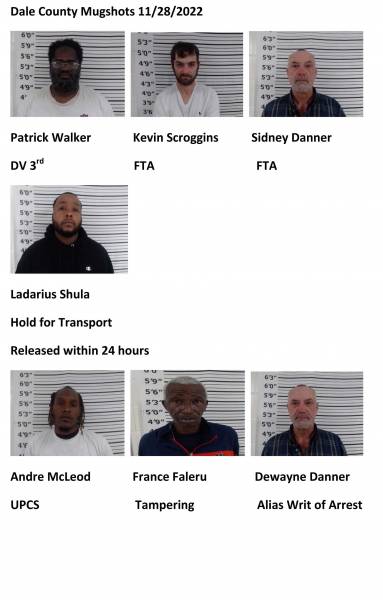 Dale County/Coffee County/Pike County /Barbour County Mugshots 11/28/2022