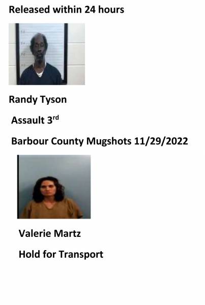 Dale County/Coffee County/Pike County/ Barbour County Mugshots 11/29/2022