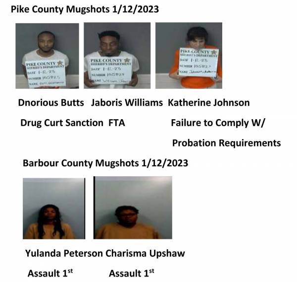 Dale County/Coffee County/Pike County/ Barbour County Mugshots 1/12/2023