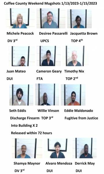 Dale County/Coffee County/Pike County/ Barbour County Weekend Mugshots 1/13/2023-1/15/2023