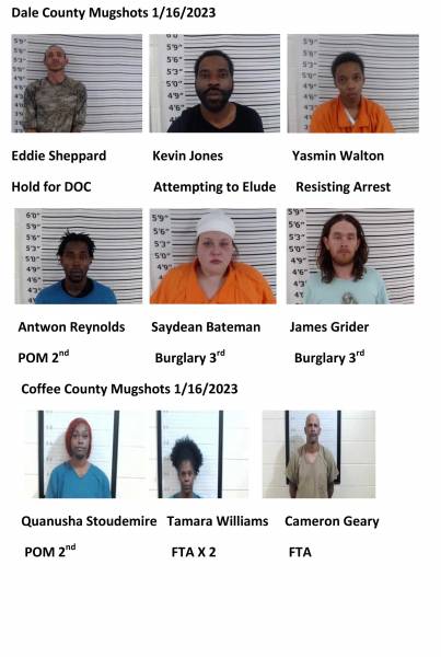 Dale County/ Coffee County/Pike County /Barbour County Mugshots 1/16/2023