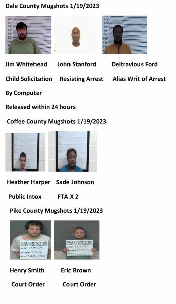 Dale County/Coffee County/Pike County Mugshots 1/19/2023