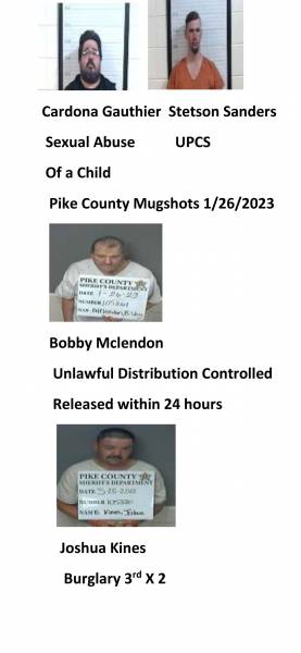 Dale County/Coffee County/Pike County Mugshots 1/26/2023