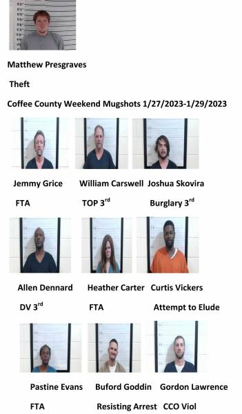Dale County/ Coffee County/Pike County /Barbour County Weekend Mugshots 1/27/2023-1/29/2023