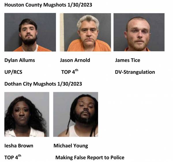 Houston County /Dothan City Mugshots 1/30/2023