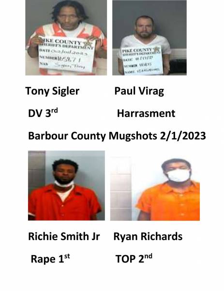 Dale County/Coffee County/Pike County/ Barbour County Mugshots 2/1/2023