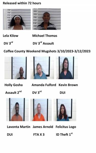 Dale County/ Coffee County/Pike County /Barbour County Weekend Mugshots 3/10/2023-3/12/2023