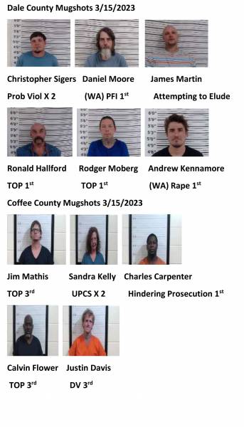 Dale County/Coffee County/Pike County/ Barbour County Mugshots 3/15/2023