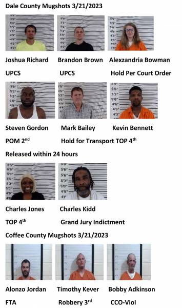 Dale County/Coffee County/Pike County/ Barbour County Mugshots 3/21/2023