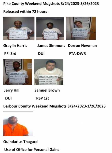 Pike County/ Barbour County Weekend Mugshots 3/24/2023-3/6/2023