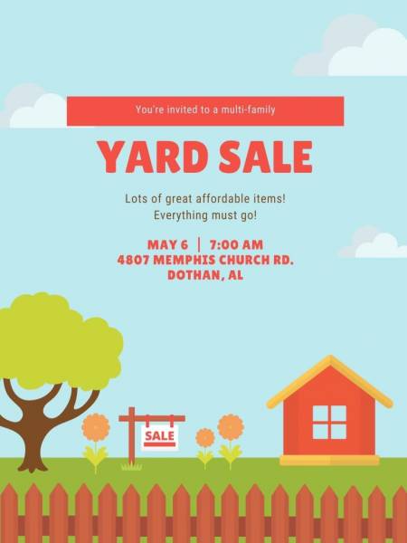 Multi-Family Yard Sale May 6th 4807 Memphis Church Road