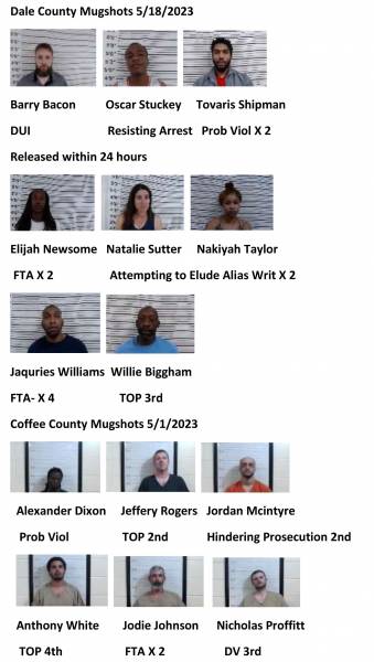 Dale County/Coffee County/Pike County Mugshots 5/18/2023