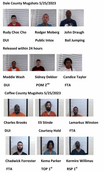 Dale County/ Coffee County/Pike County /Barbour County Mugshots 5/25/2023