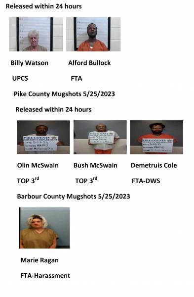 Dale County/ Coffee County/Pike County /Barbour County Mugshots 5/25/2023