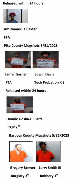 Dale County/ Coffee County/Pike County /Barbour County Mugshots 5/31/2023