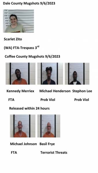 Dale County/Coffee County Mugshots 9/6/2023
