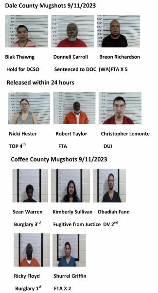 Dale County/Coffee County Mugshots 9/11/2023
