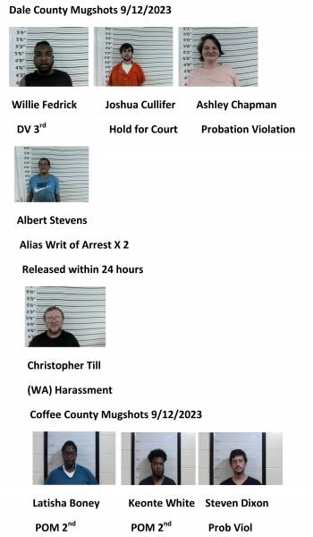 Dale County/ Coffee County/Pike County /Barbour County Mugshots 9/12/2023