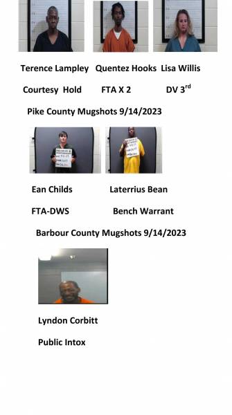 Dale County/ Coffee County/Pike County /Barbour County Mugshots 9/14/2023