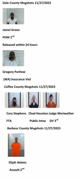 Dale County/Coffee County/ Barbour County Mugshots 11/28/2023