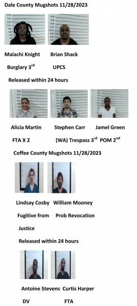 Dale County/Coffee County/Pike County/ Barbour County Mugshots 11/28/2023
