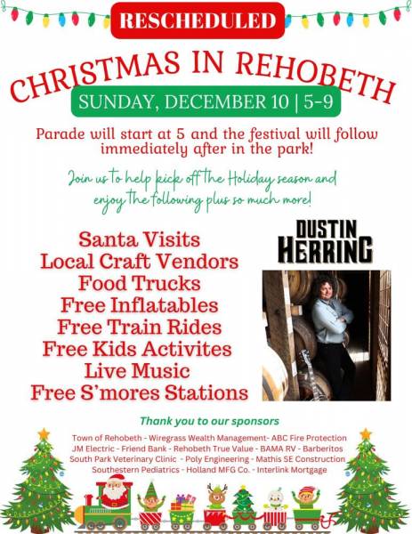 Rescheduled Christmas in Rehobeth December 10th