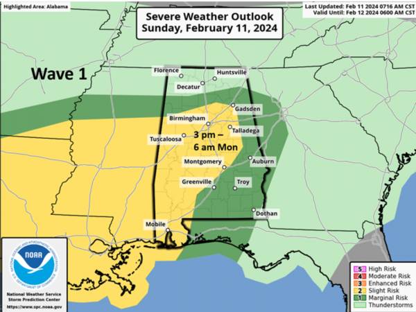 TWO WAVES OF RAIN AND POTENTIAL SEVERE WEATHER TODAY AND MONDAY