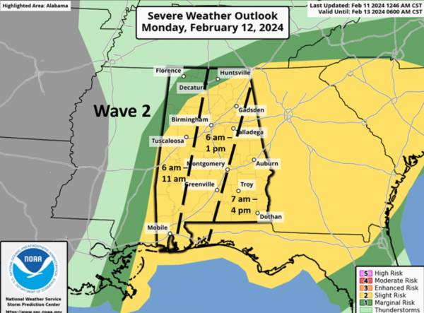 TWO WAVES OF RAIN AND POTENTIAL SEVERE WEATHER TODAY AND MONDAY