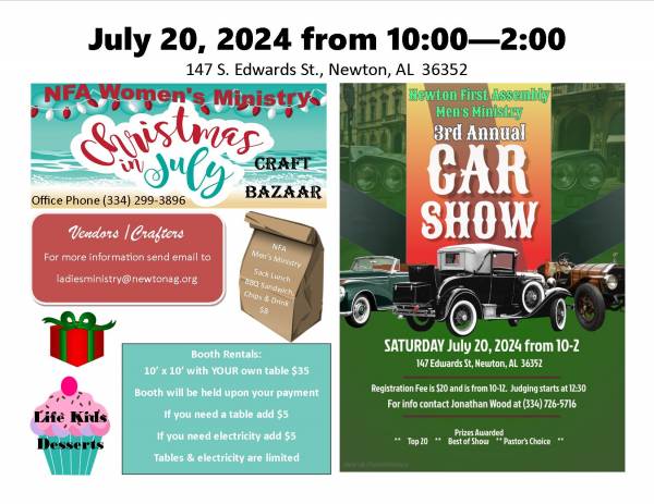 Christmas in July craft bazaar & Car Show
