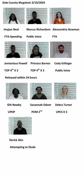 Dale County/Pike County /Barbour County Mugshots 3/19/2024