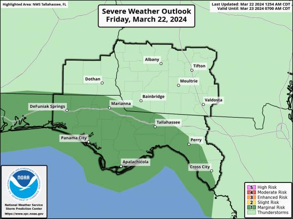 Strong to Severe Storms Possible This Afternoon and Evening Across the FL Panhandle and Big Bend