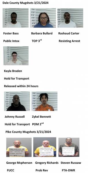 Dale County/Pike County /Barbour County Mugshots 3/21/2024