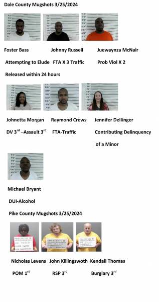 Dale County/Pike County Mugshots 3/25/2024