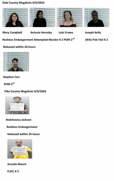 Dale County/Pike County /Barbour County Mugshots 4/9/2024