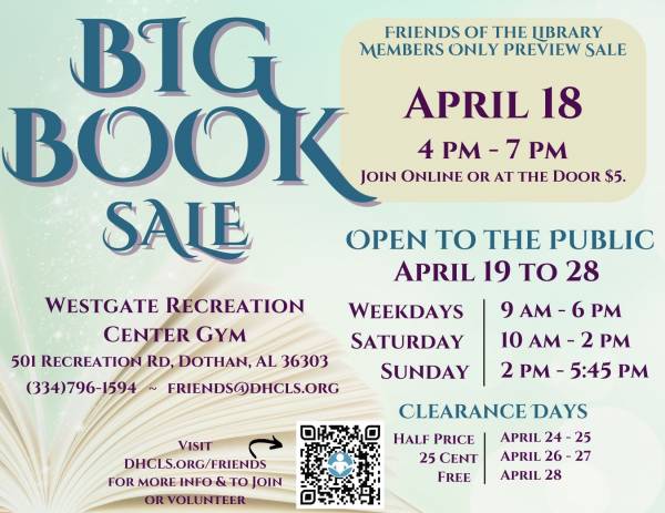FRIENDS OF THE LIBRARY TO HOST BIG BOOK SALE, APRIL 18 - 28
