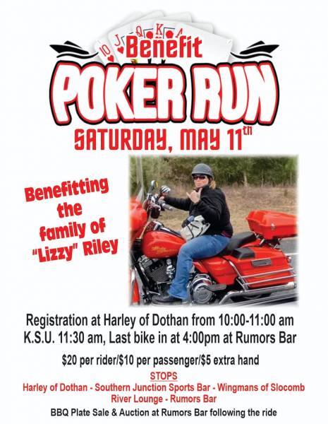 Benefit Poker Run Benefitting the Family of Lizzy Riley May 11,2024