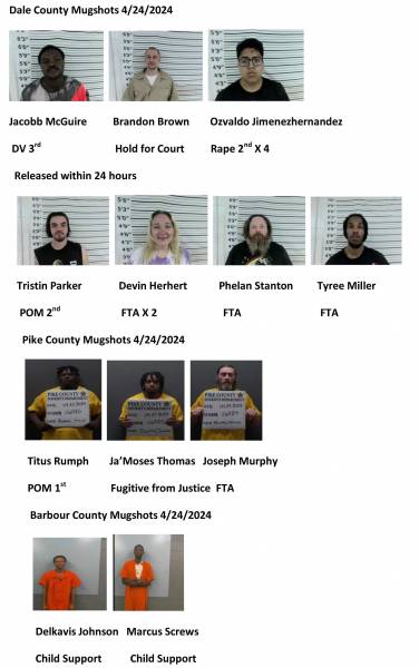 Dale County/Pike County /Barbour County Mugshots 4/24/2024