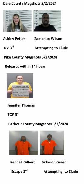 Dale County/Pike County /Barbour County Mugshots 5/2/2024