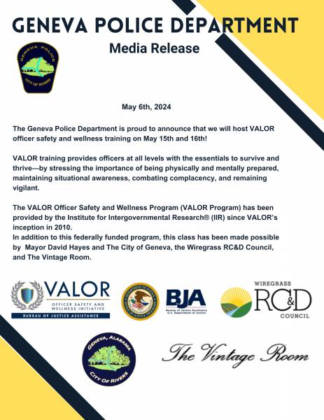 6:06 PM  Geneva Police To Host VALOR Officer Safety and Wellness Training